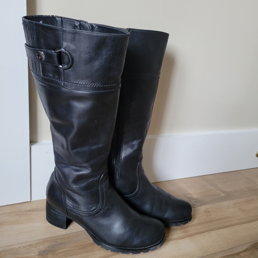 BLONDO Black Waterproof Leather Warm Tall Winter Boots